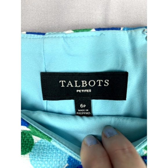 Talbots Blue-Green polka dot wavy pencil skirt, size 6P - Picture 2 of 9